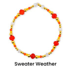 Fall Beaded Bracelet Stack: Pumpkin Leaf and Acorn Charm Bracelets for Wrist or Tumbler | Autumn Bracelet Set of 5
