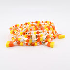 Candy Corn Charm Bracelet Stack: Beaded Halloween Jewelry Set