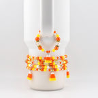 Candy Corn Charm Bracelet Stack: Beaded Halloween Jewelry Set