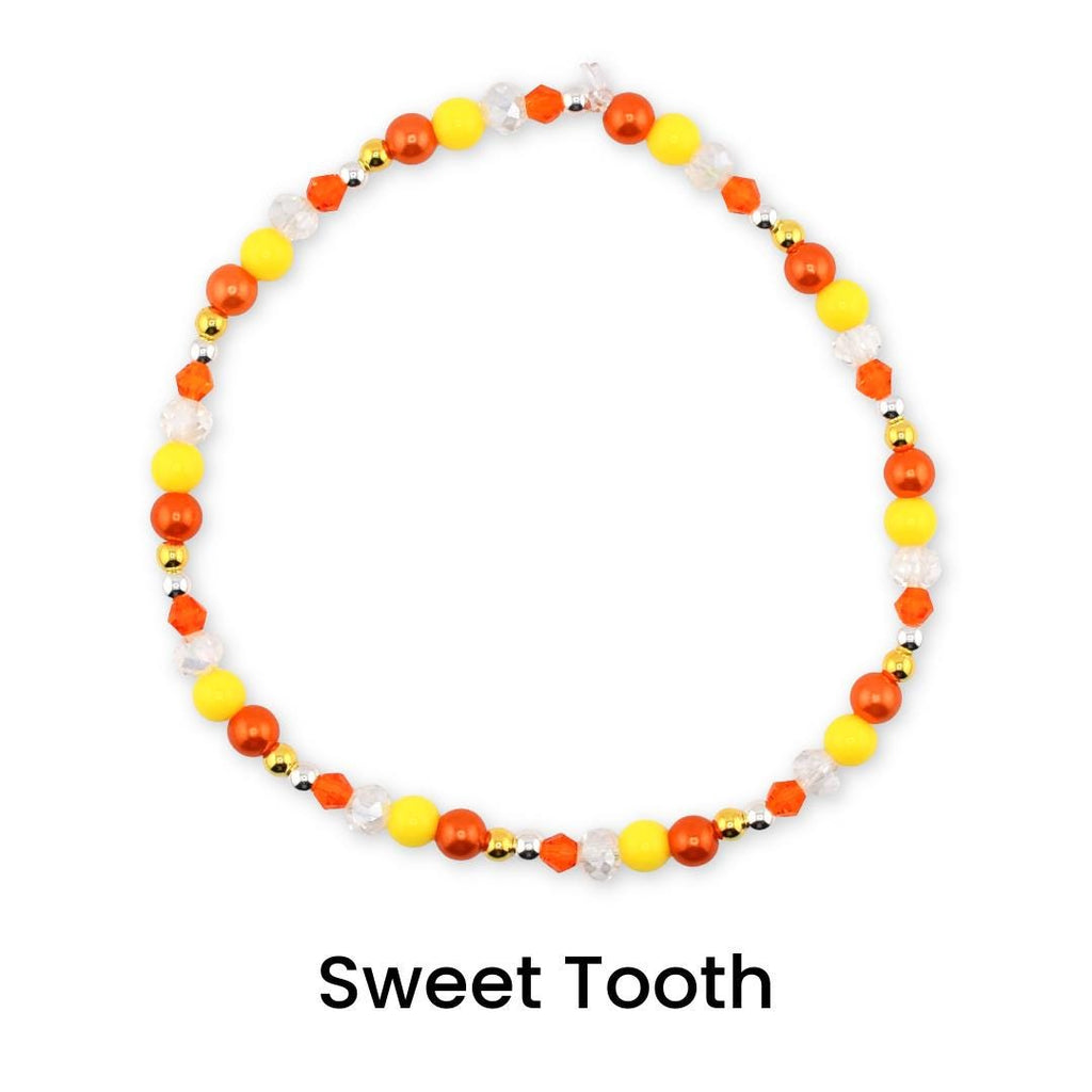 Candy Corn Charm Bracelet Stack: Beaded Halloween Jewelry Set