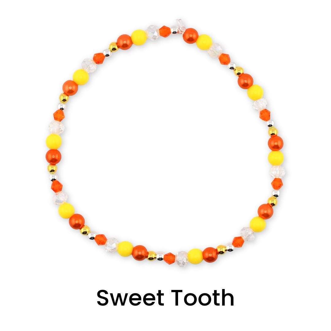 Candy Corn Charm Bracelet Stack: Beaded Halloween Jewelry Set