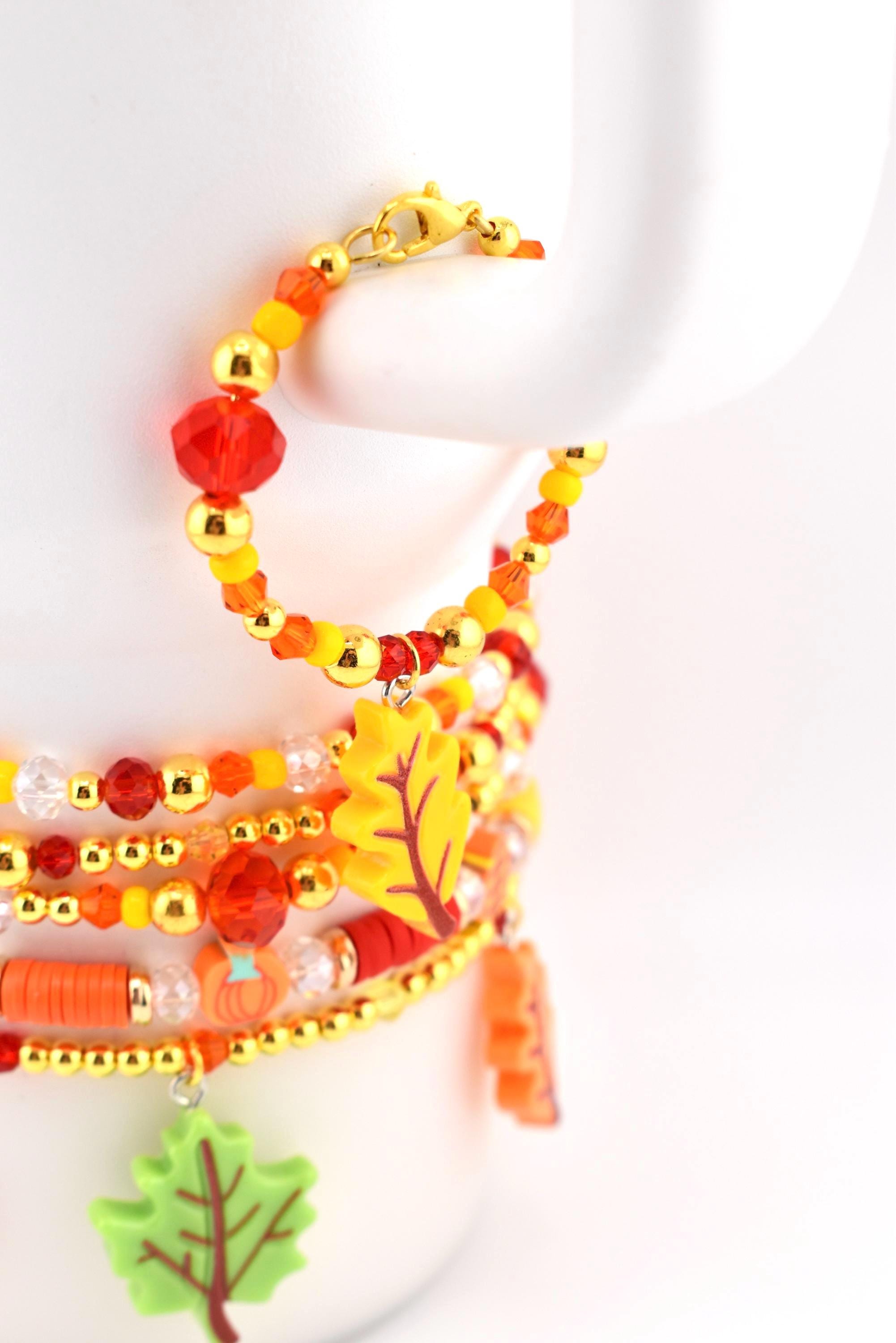 Fall Colored Tumbler Handle Charm - Leaf, Pumpkin & Acorn Design