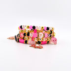 Pink and Black Halloween Charm Bracelet Set of 5
