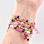 Pink and Black Halloween Charm Bracelet Set of 5