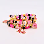 Pink and Black Halloween Charm Bracelet Set of 5