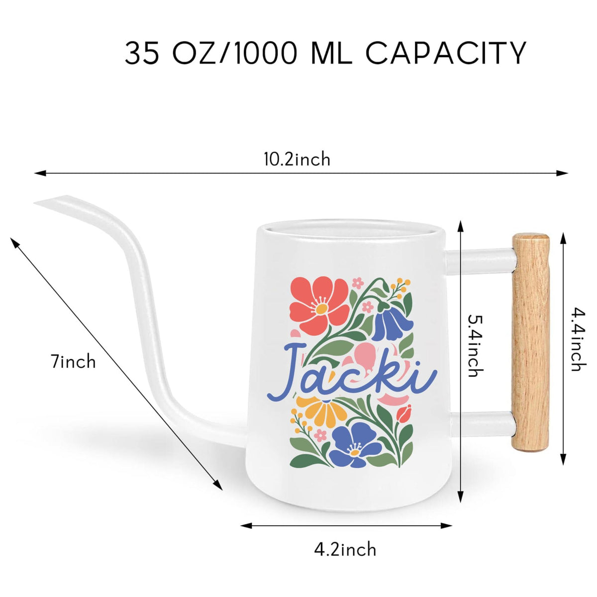 Personalized Watering Can with Colorful Floral Design and Name