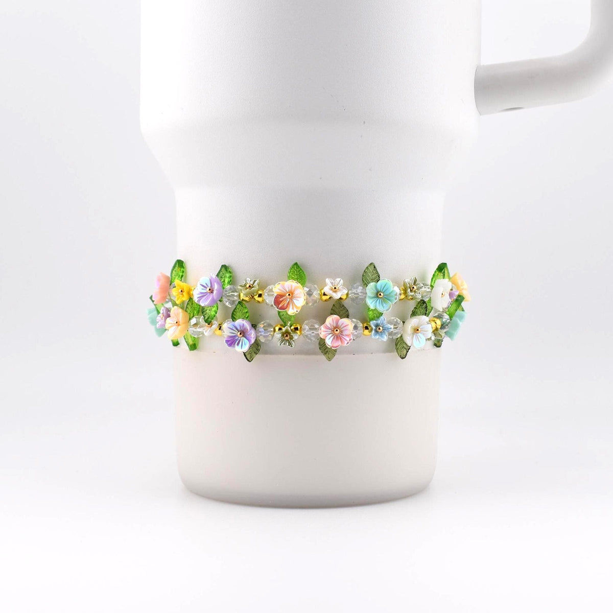 Pastel Flower Beaded Bracelet | Handmade Floral Stretch Jewelry | Spring Garden Charm