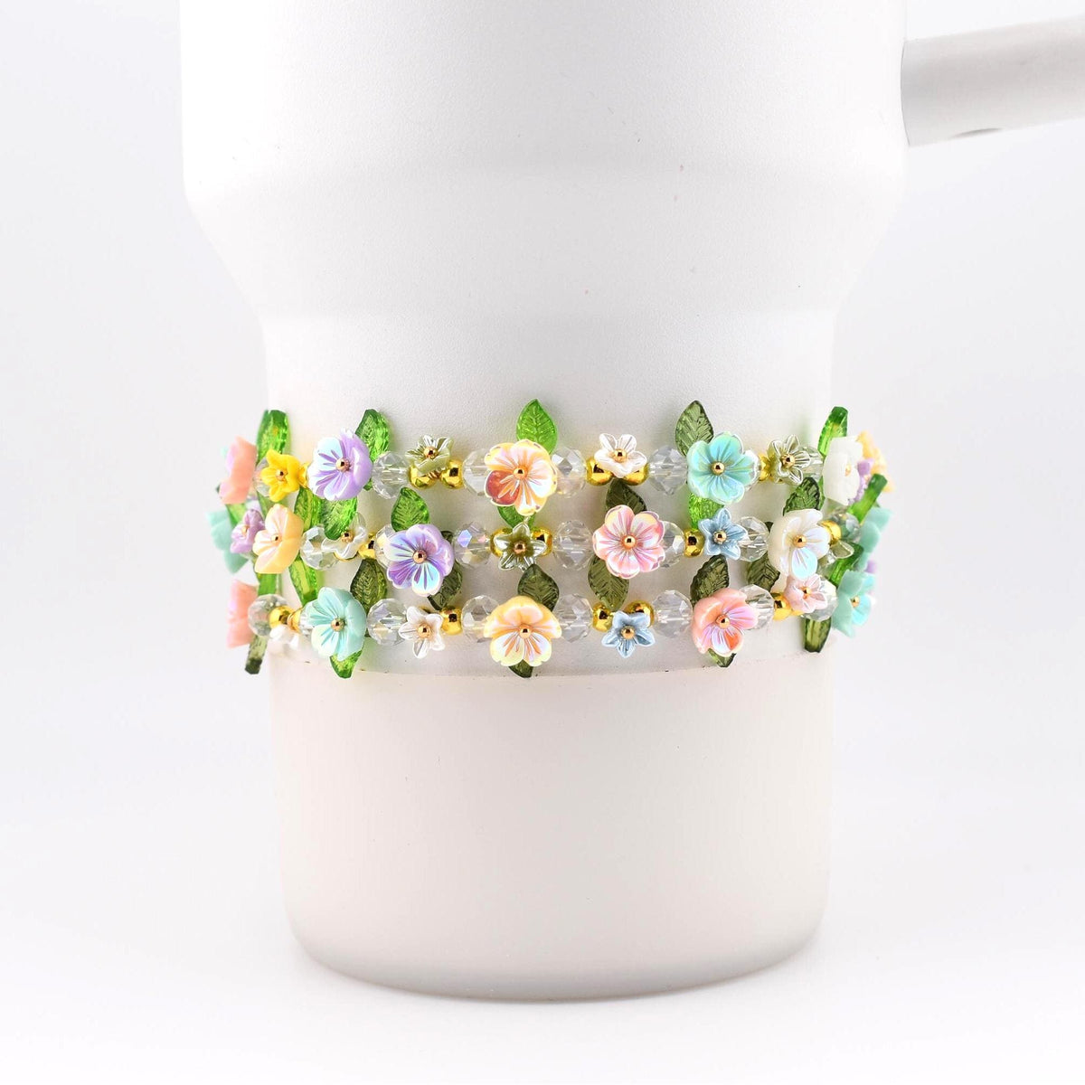 Pastel Flower Beaded Bracelet | Handmade Floral Stretch Jewelry | Spring Garden Charm