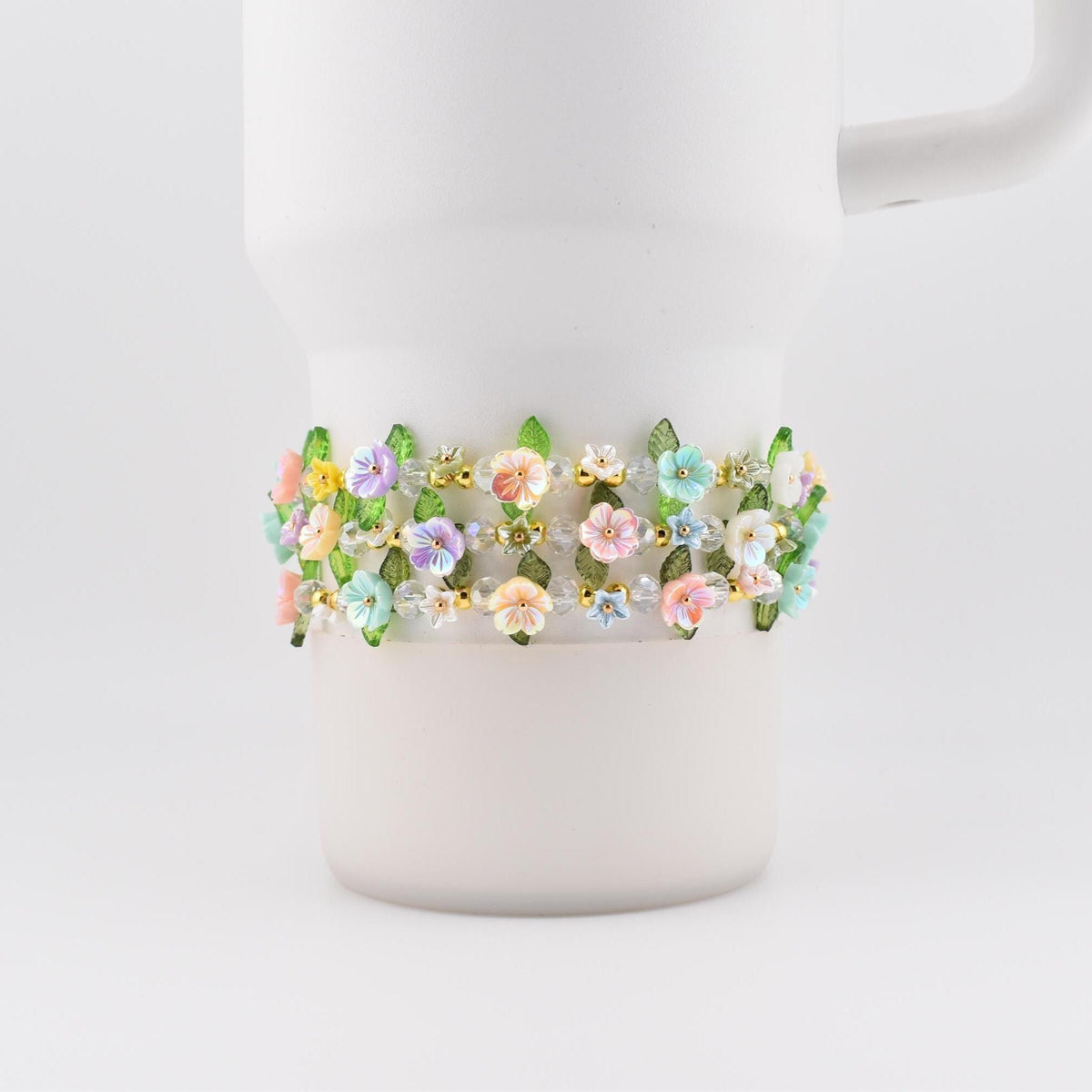 Pastel Flower Beaded Bracelet | Handmade Floral Stretch Jewelry | Spring Garden Charm