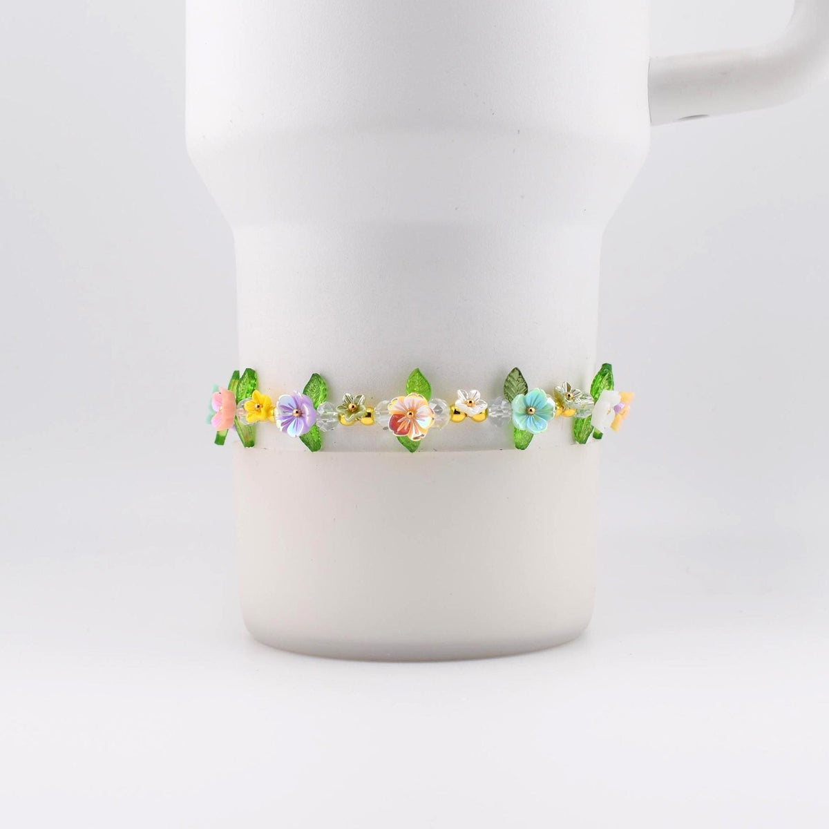 Pastel Flower Beaded Bracelet | Handmade Floral Stretch Jewelry | Spring Garden Charm