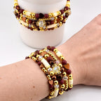 Fall Cabernet Bracelet Collection: Maroon, Gold, and Bronze Beaded Bracelets