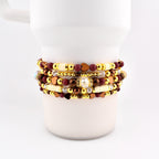 Fall Cabernet Bracelet Collection: Maroon, Gold, and Bronze Beaded Bracelets