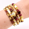 Fall Cabernet Bracelet Collection: Maroon, Gold, and Bronze Beaded Bracelets