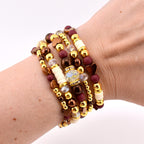 Fall Cabernet Bracelet Collection: Maroon, Gold, and Bronze Beaded Bracelets