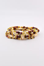 Fall Cabernet Bracelet Collection: Maroon, Gold, and Bronze Beaded Bracelets