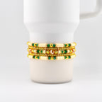 Heirloom Floral Cream Bracelet Collection: Green Gold and Cream Beaded Handmade Bracelets