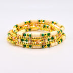 Heirloom Floral Cream Bracelet Collection: Green Gold and Cream Beaded Handmade Bracelets