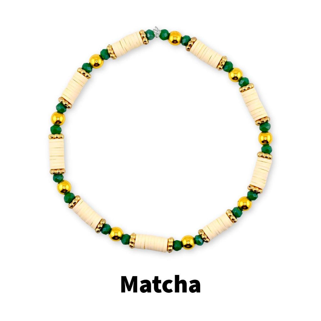 Heirloom Floral Cream Bracelet Collection: Green Gold and Cream Beaded Handmade Bracelets