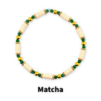 Heirloom Floral Cream Bracelet Collection: Green Gold and Cream Beaded Handmade Bracelets