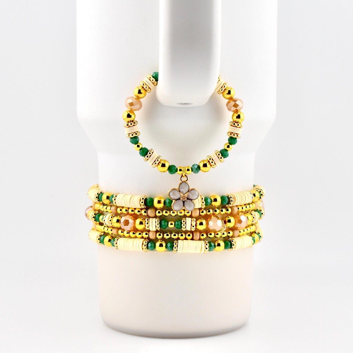 Heirloom Floral Cream Tumbler Handle Bracelet