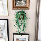 Handmade Beaded Trailing Plant Wall Decor | Frosted Glass, Pearls, Crystals (Damage-Free Hanging)
