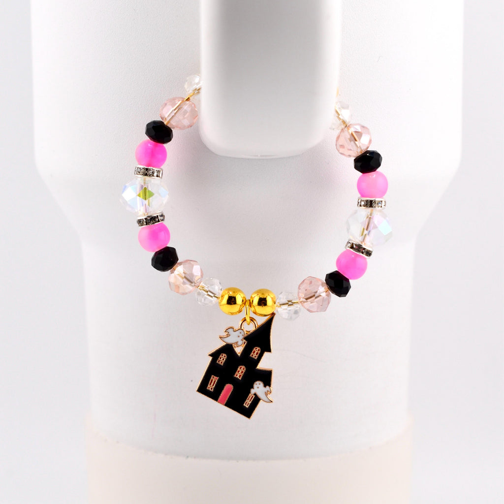 Pink and Black Halloween Tumbler Handle Charm