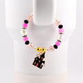 Pink and Black Halloween Tumbler Handle Charm