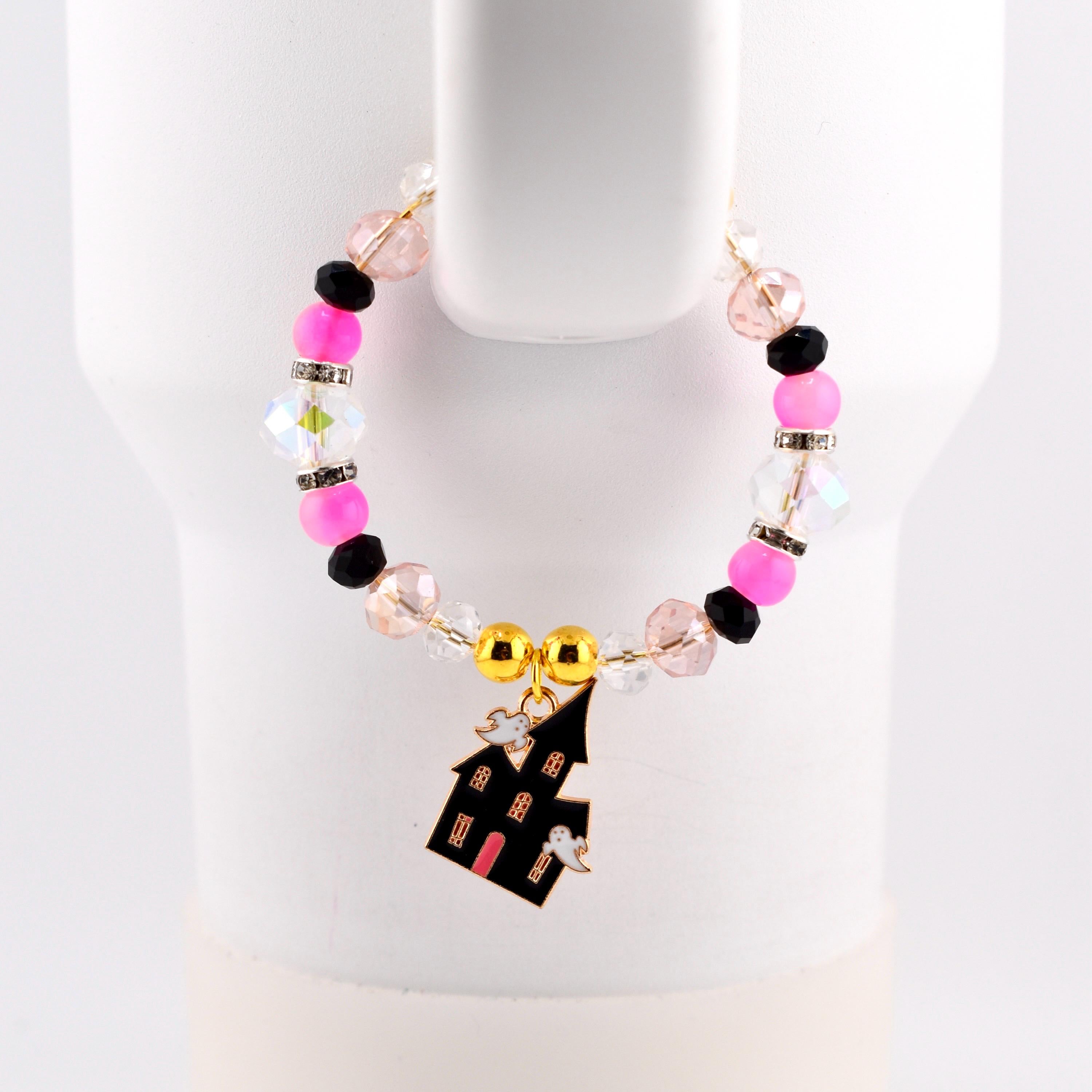 Pink and Black Halloween Tumbler Handle Charm