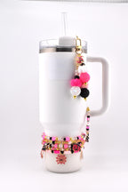 Pink and Black Halloween Tumbler Handle Charm