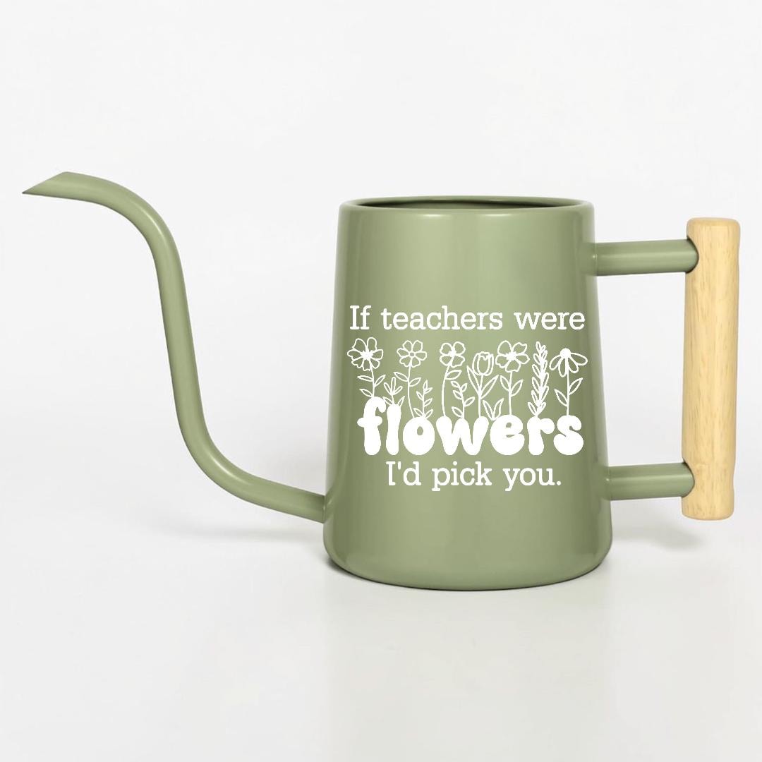 Personalized Watering Can with Flower Design and Customizable Name or Word