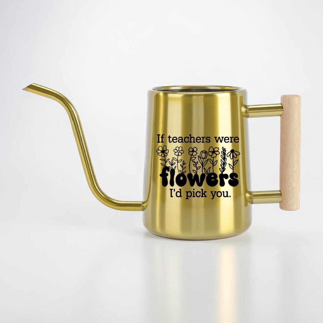 Personalized Watering Can with Flower Design and Customizable Name or Word