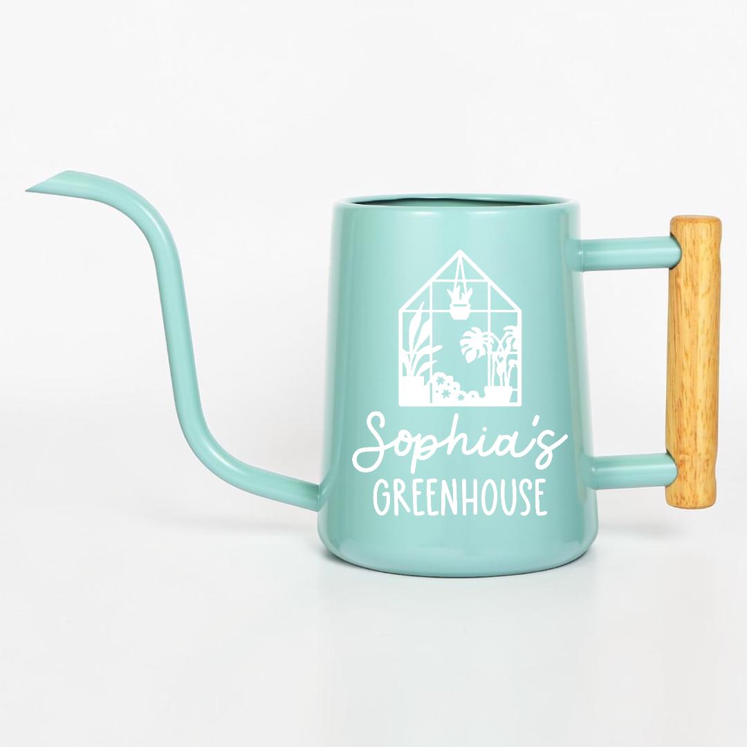 Metal Watering Can with Personalized Greenhouse Design