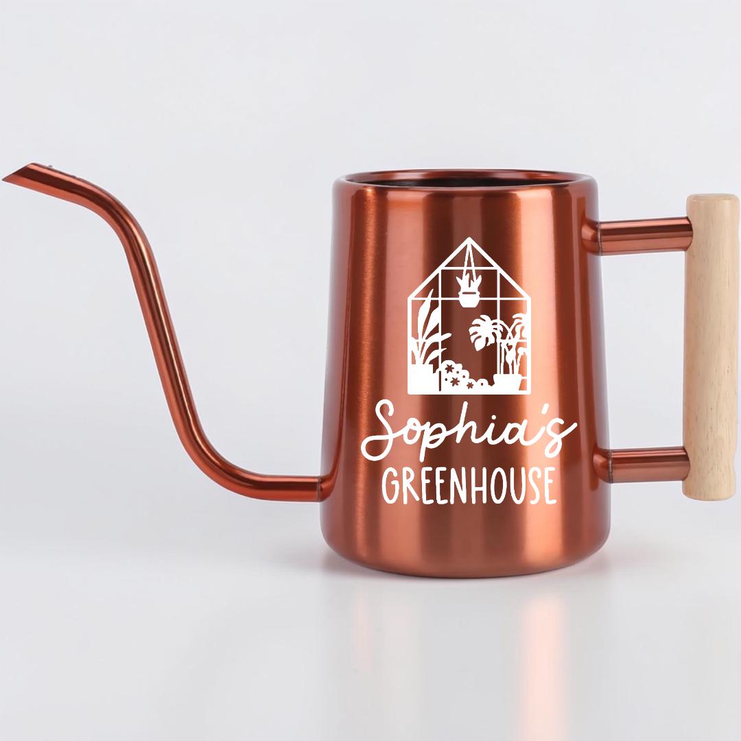 Metal Watering Can with Personalized Greenhouse Design