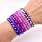 Purple Beaded Stretch Bracelet | Minimalist Bead Stacking Bracelet