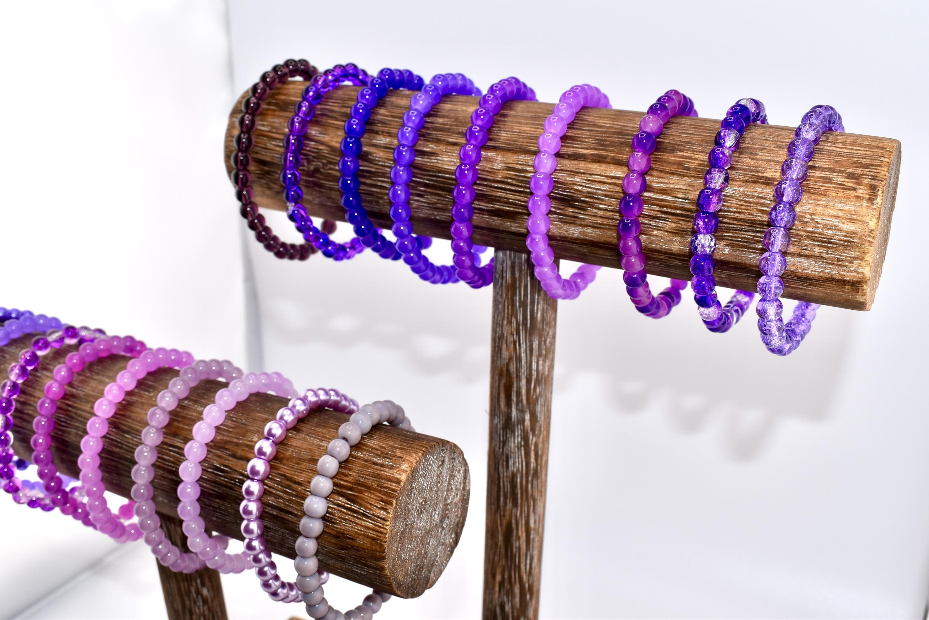 Purple Beaded Stretch Bracelet | Minimalist Bead Stacking Bracelet