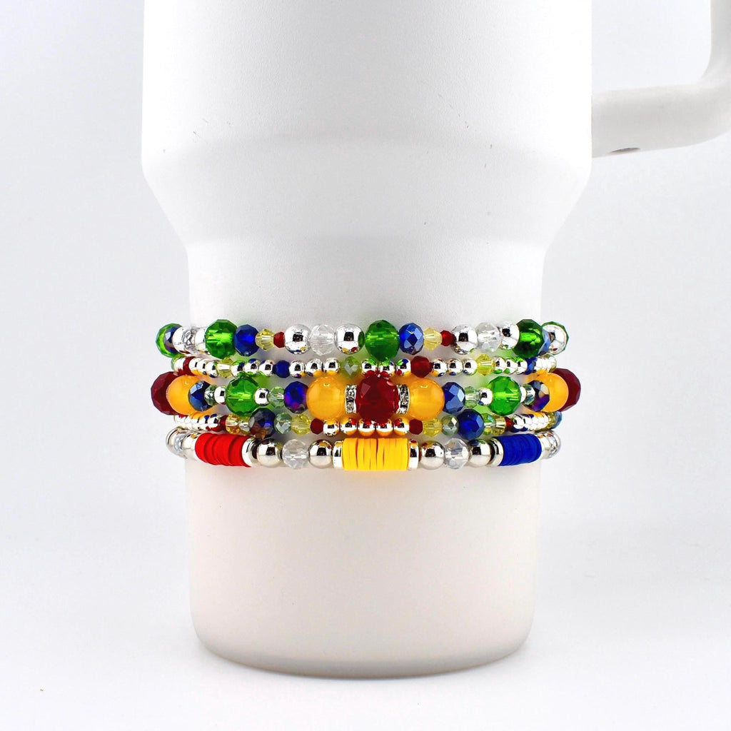 Tropical Destiny Bracelet Collection: Red Blue Yellow and Green Beaded Bracelets