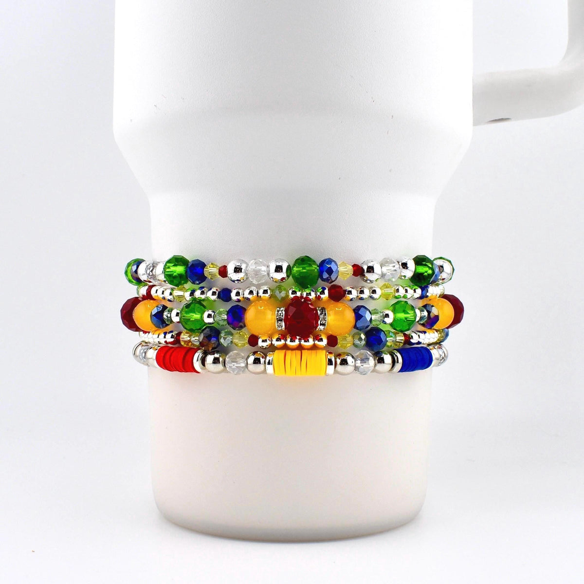 Tropical Destiny Bracelet Collection: Red Blue Yellow and Green Beaded Bracelets