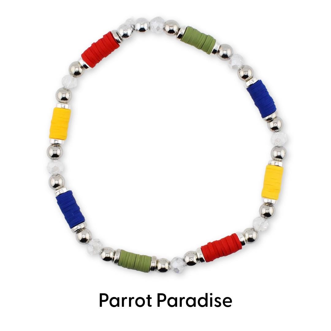 Tropical Destiny Bracelet Collection: Red Blue Yellow and Green Beaded Bracelets