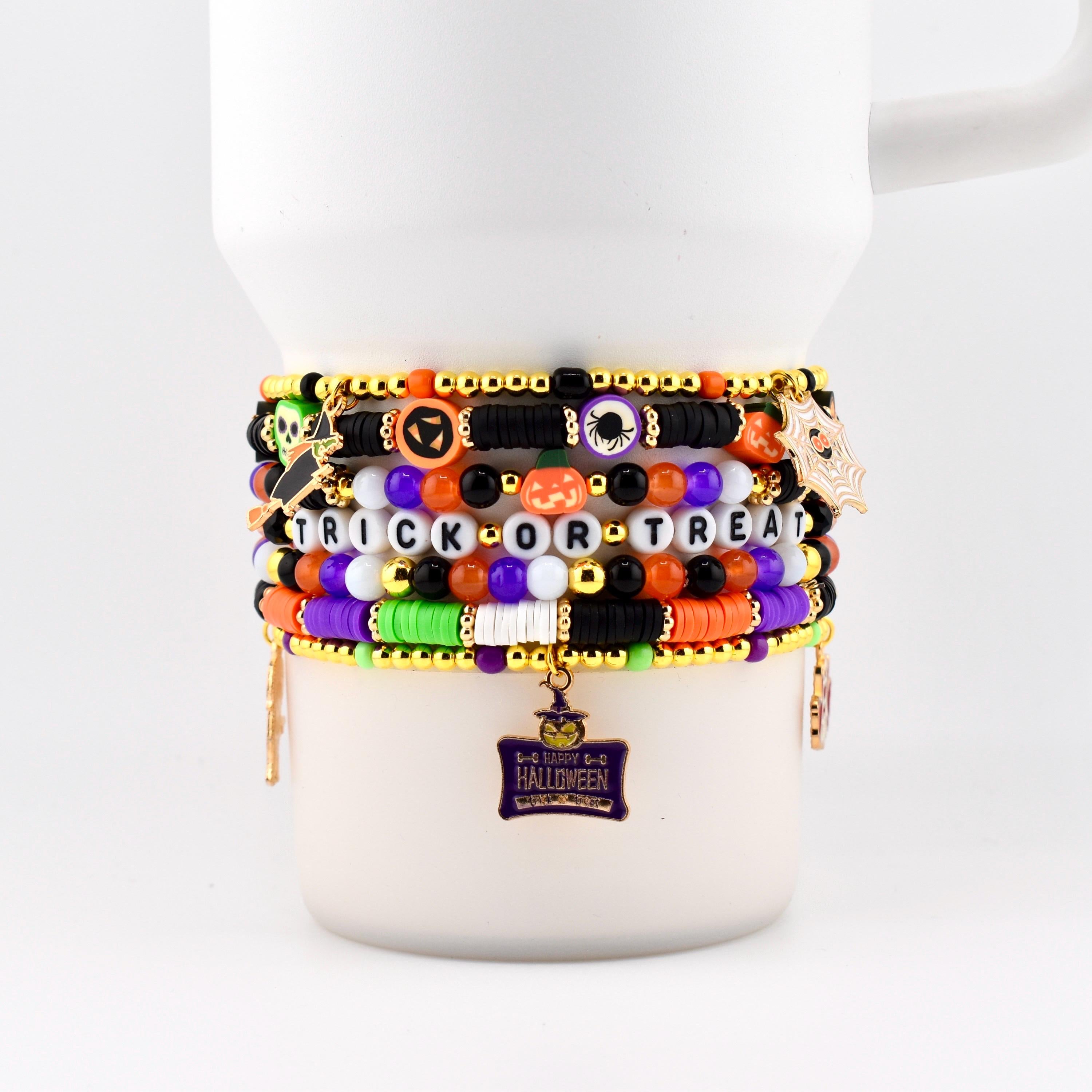 Trick or Treat Bracelet Collection: Halloween Charm Bracelet Stack