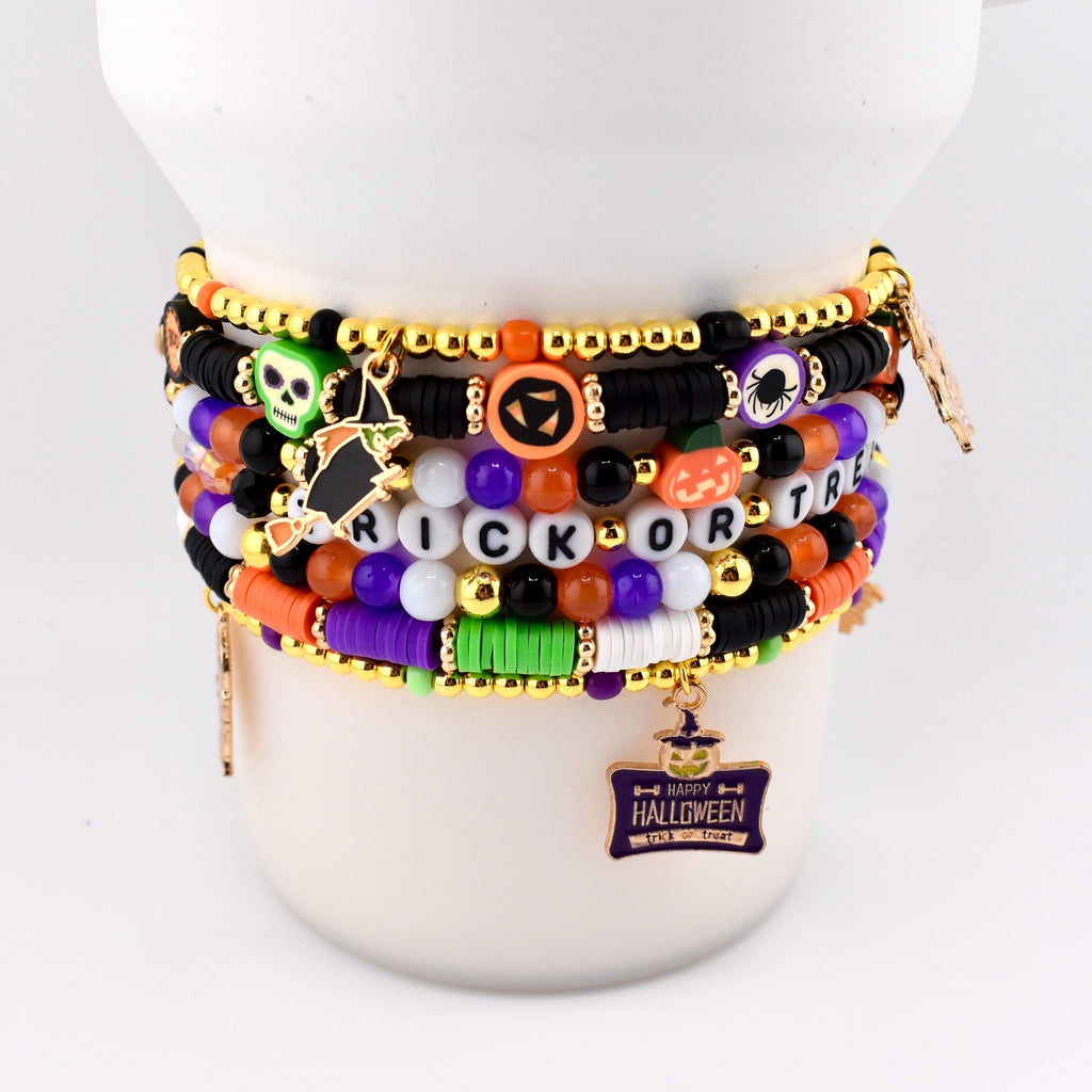 Trick or Treat Bracelet Collection: Halloween Charm Bracelet Stack