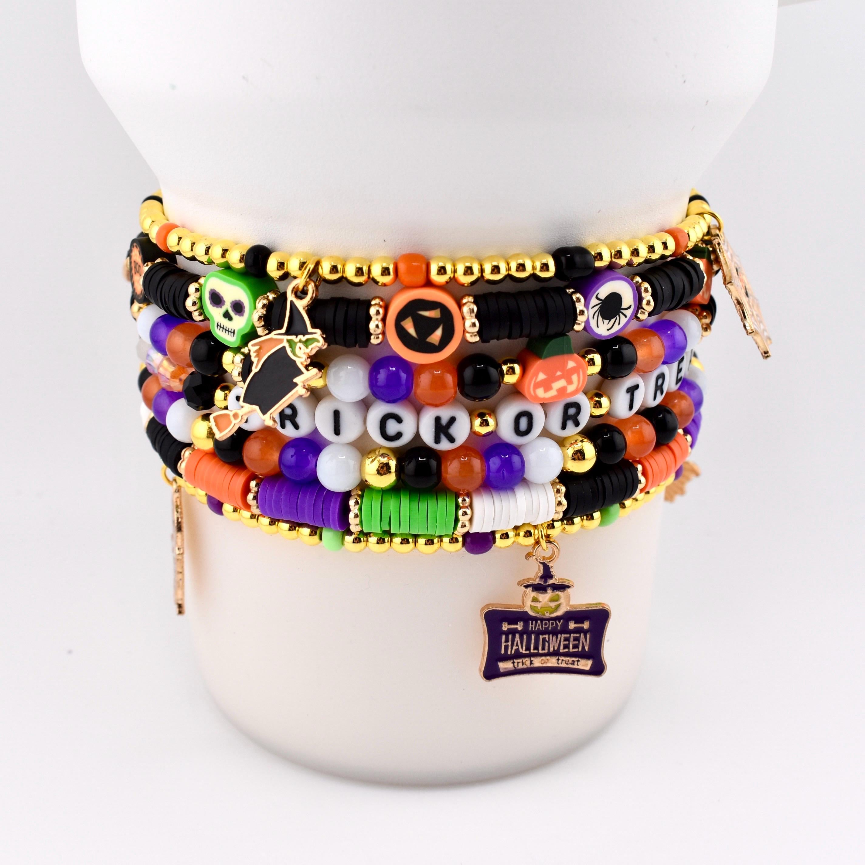 Trick or Treat Bracelet Collection: Halloween Charm Bracelet Stack
