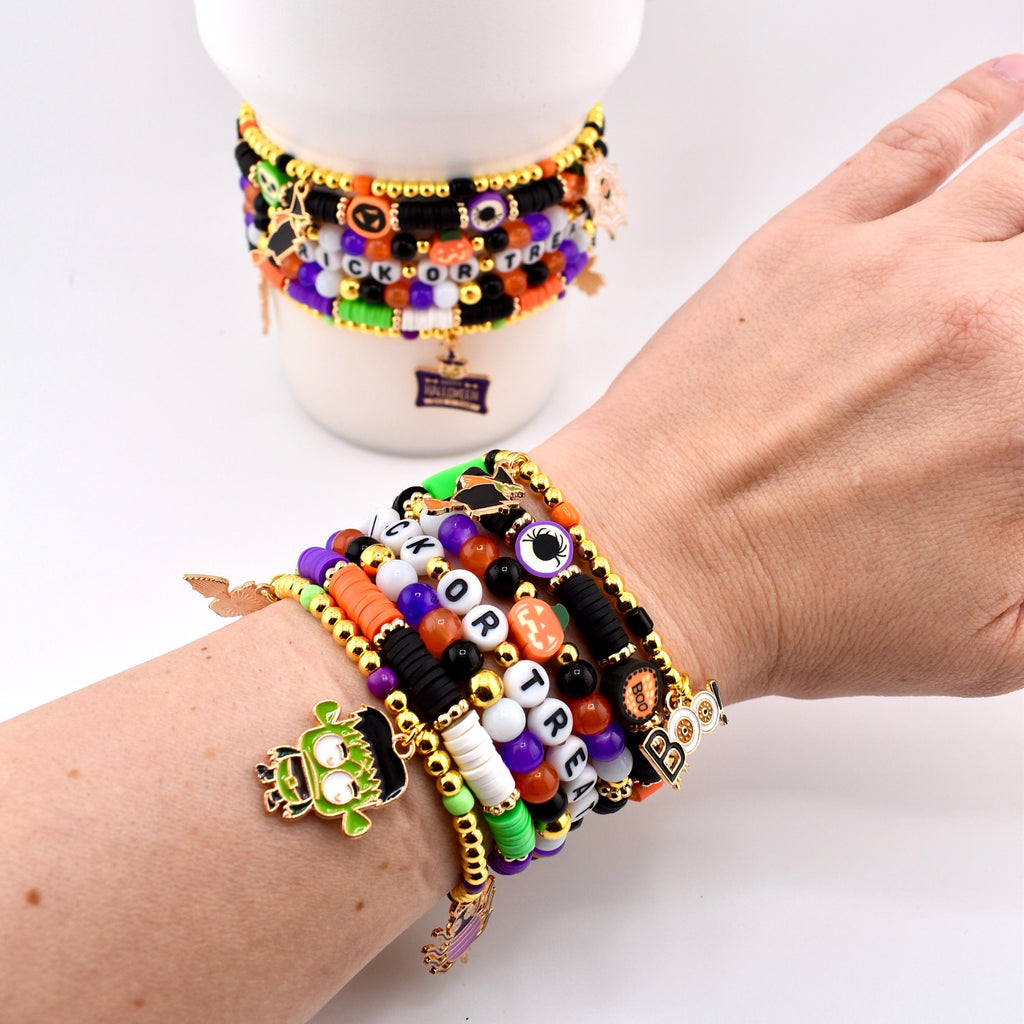 Trick or Treat Bracelet Collection: Halloween Charm Bracelet Stack