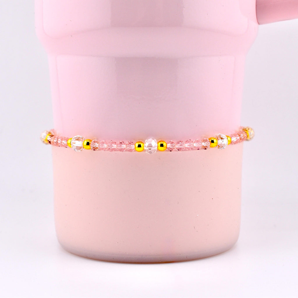 Blossom Gloss Bracelet Collection: Light Pink and Gold Stackable Bracelets