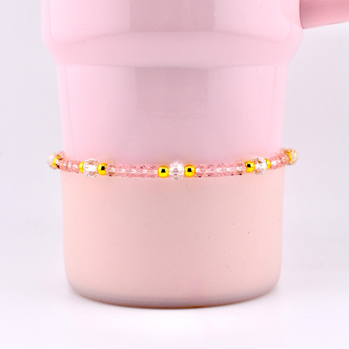 Blossom Gloss Bracelet Collection: Light Pink and Gold Stackable Bracelets