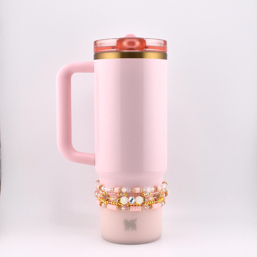 Blossom Gloss Bracelet Collection: Light Pink and Gold Stackable Bracelets