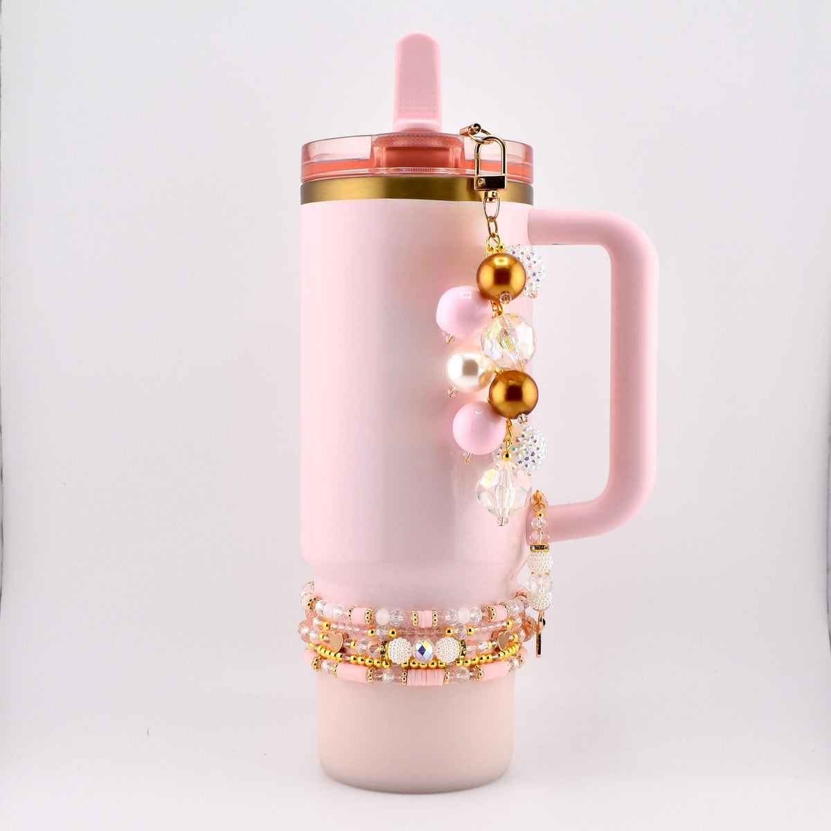 Blossom Gloss Bracelet Collection: Light Pink and Gold Stackable Bracelets