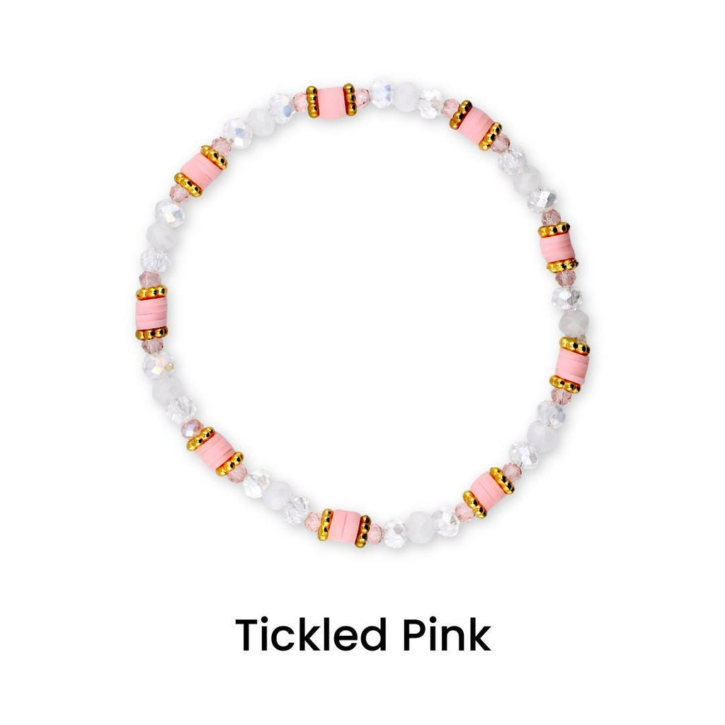 Blossom Gloss Bracelet Collection: Light Pink and Gold Stackable Bracelets