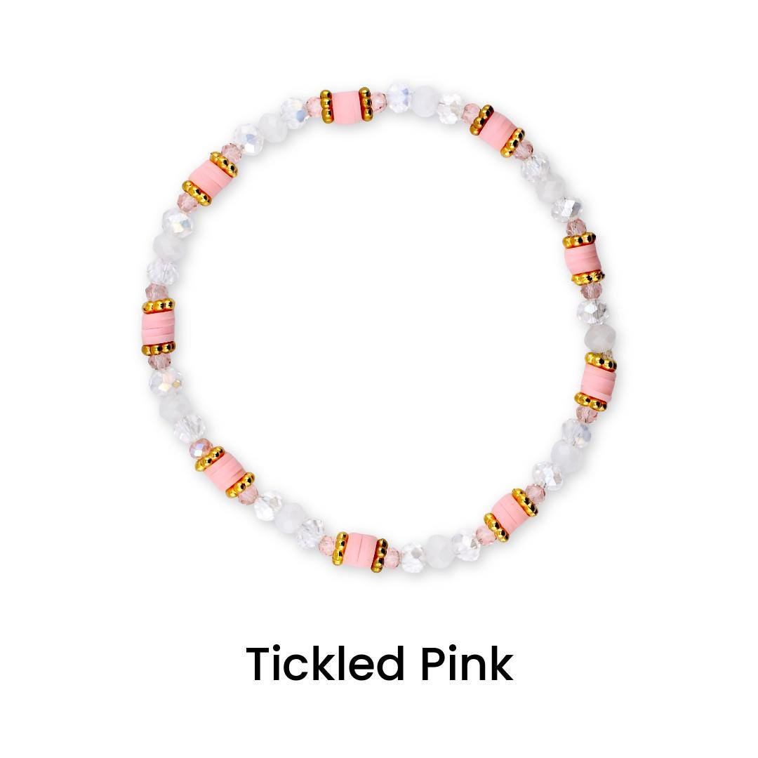 Blossom Gloss Bracelet Collection: Light Pink and Gold Stackable Bracelets