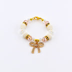 Blossom Gloss Tumbler Handle Charm Bracelet with Gold Rhinestone Bow Charm