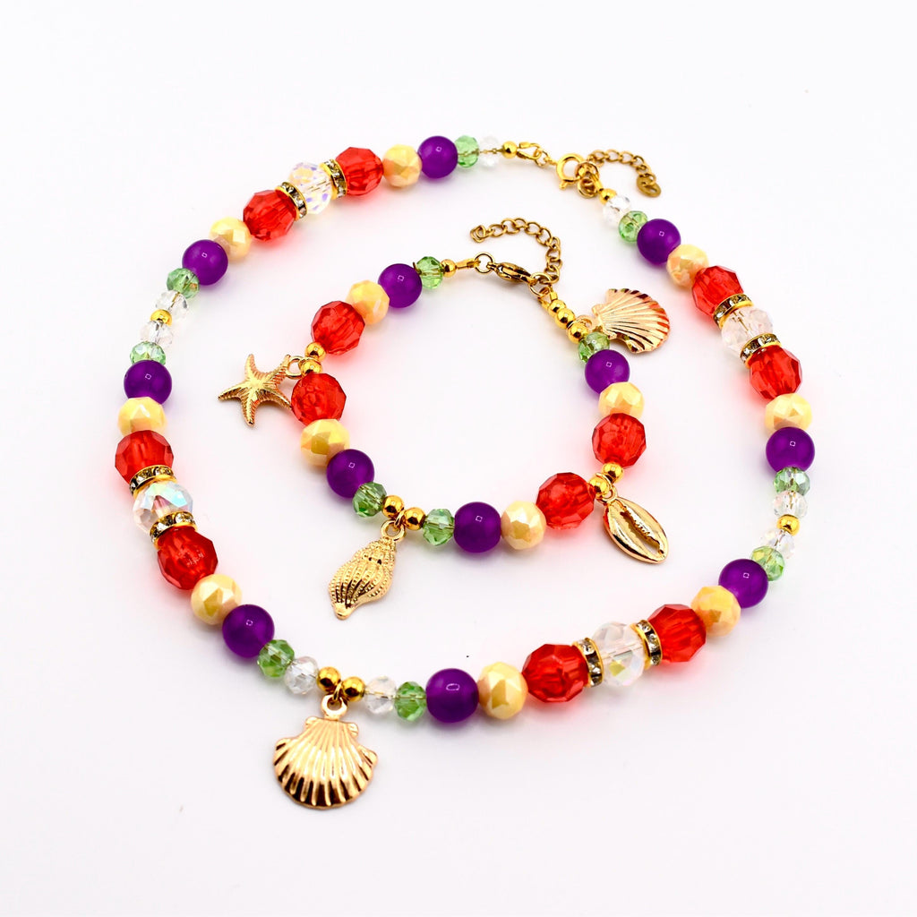 Princess Ariel Mermaid Necklace and Bracelet Set